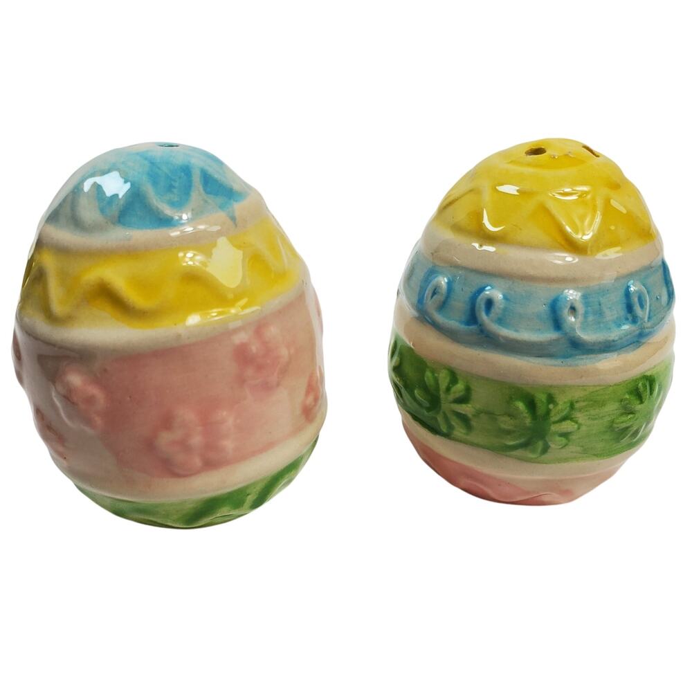 Pastel Easter Egg Salt Pepper Shaker Set Spring Table Decor